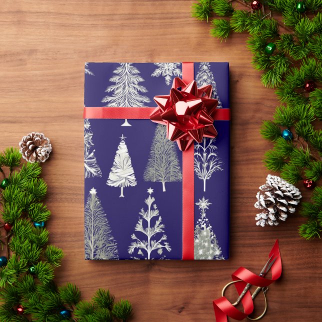 Papel De Presente Árvores de Natal modernas (Presente de Natal)