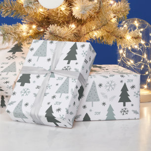 Papel De Presente Árvores de Natal Modernas Cinza