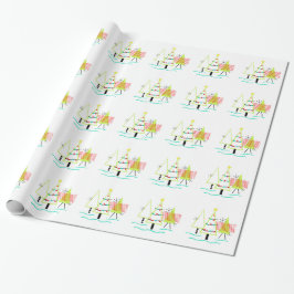 Papel De Presente árvores de natal modernas de meados do século retr