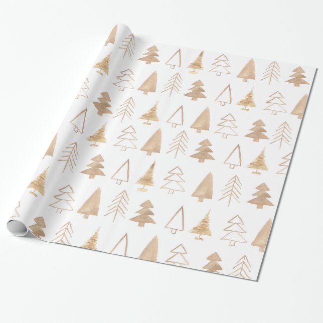 Papel De Presente Árvores de Natal Modernas e Simples (Desenrolado)