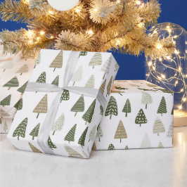 Papel De Presente Árvores de Natal Modernas Elegantes