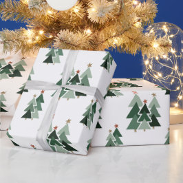 Papel De Presente Árvores de Natal Modernas Russas