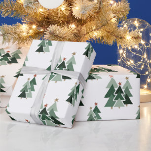 Papel De Presente Árvores de Natal Modernas Russas