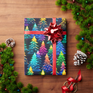 Papel De Presente Árvores de Natal Neon