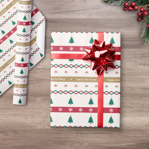 Papel De Presente Árvores de Natal Nórdicas Personalizadas