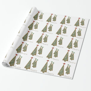 Papel De Presente Árvores de Natal-Paz