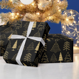 Papel De Presente Árvores de Natal Pinheiros Natureza Floresta Xmas 