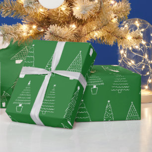 Papel De Presente Árvores de Natal Pinheiros Verdes Tradicionais Ele