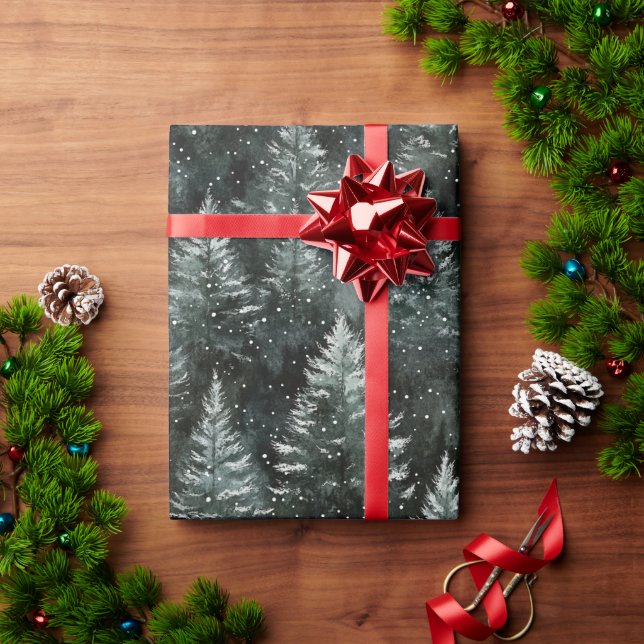 Papel De Presente Árvores de Natal Pinho Verde (Presente de Natal)