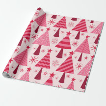 Árvores de Natal Rosa e Vermelho Padrão Minimalist