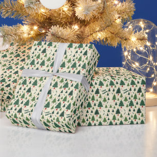 Papel De Presente Árvores de Natal Temáticas Inspiradas no Retro