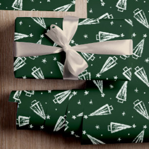 Papel De Presente Árvores de Natal Verdes
