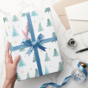 Papel De Presente Árvores de Natal verdes sutis