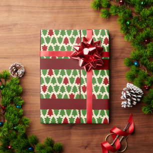 Papel De Presente Árvores de Natal Verdes/Vermelhas