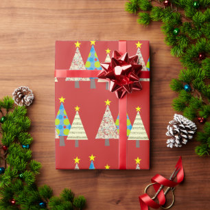 Papel De Presente Árvores de Natal Vermelhas Presente