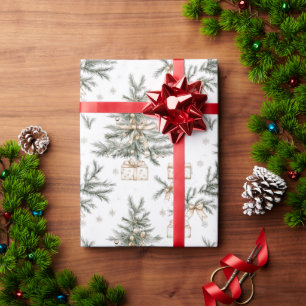 Papel De Presente Árvores de Natal Vintage Neutras