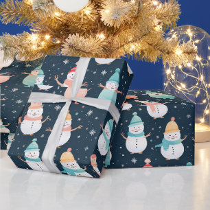 Papel De Presente Árvores de neve Flocos de neve Natal moderno Natal