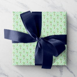 Papel De Presente Árvores de Palma em Listras Verdes de Aquarelas