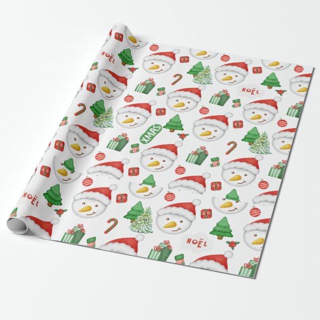PAPEL DE PRESENTE ÁRVORES DE PINOS E CANAS DE NATAL DIVERTIDO (Desenrolado)