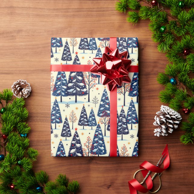 Papel De Presente Árvores Elegantes (Presente de Natal)