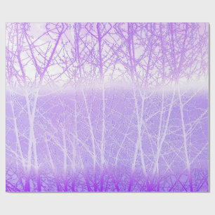 Papel De Presente Árvores Nebulosas Congeladas em Lilás Lavanda