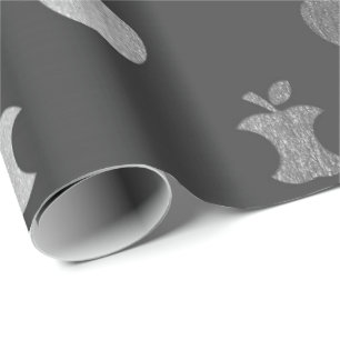 Papel De Presente As cinzas de prata Apple metálico monocromático