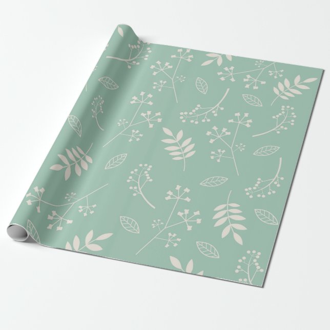Papel De Presente As hortaliças florais botânicas das folhas Mint a (Desenrolado)