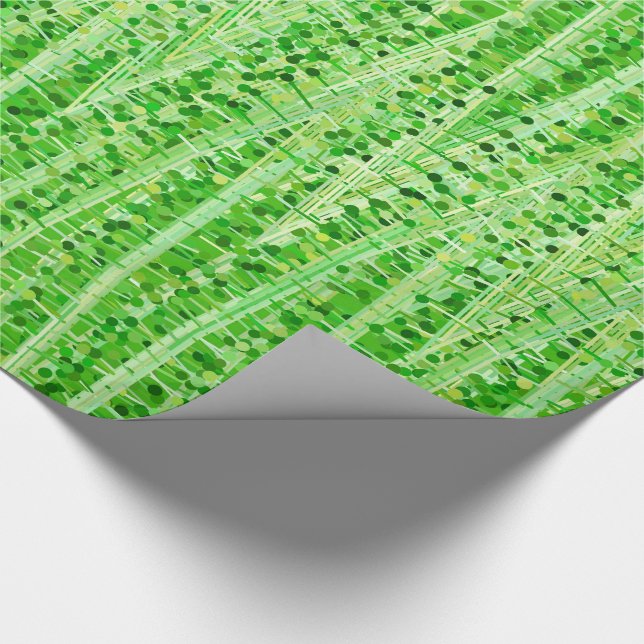 Papel De Presente As listras e os pontos do cetim abstraem, verde (Ponta)