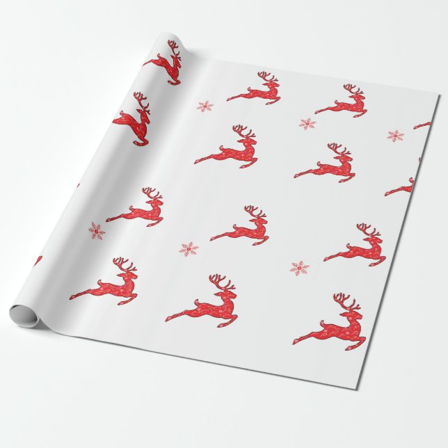 Papel De Presente As Nove Reindeers Gift Wrapper (Desenrolado)
