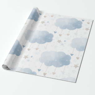 Papel De Presente As nuvens de marfim azuis, lindas e elegantes, est