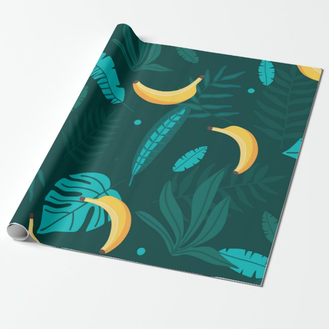 Papel De Presente As palmeiras tropicais deixam um padrão sem costur (Desenrolado)