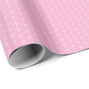 Papel De Presente As três Unhas, cor-de-rosa e cruz branca, cristãs