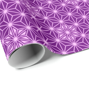 Papel De Presente Asanoha japonesa ou padrão estelar, ametista roxo