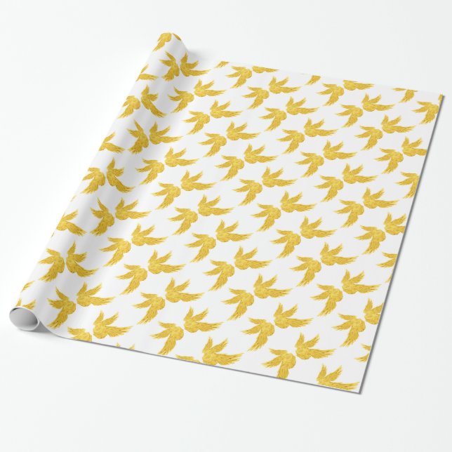 Papel De Presente Asas de Arcanjo do Ouro de Queda (Desenrolado)