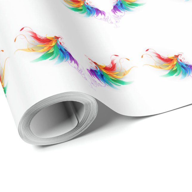Papel De Presente Asas de Arco-íris Fofas (Ponta do rolo)