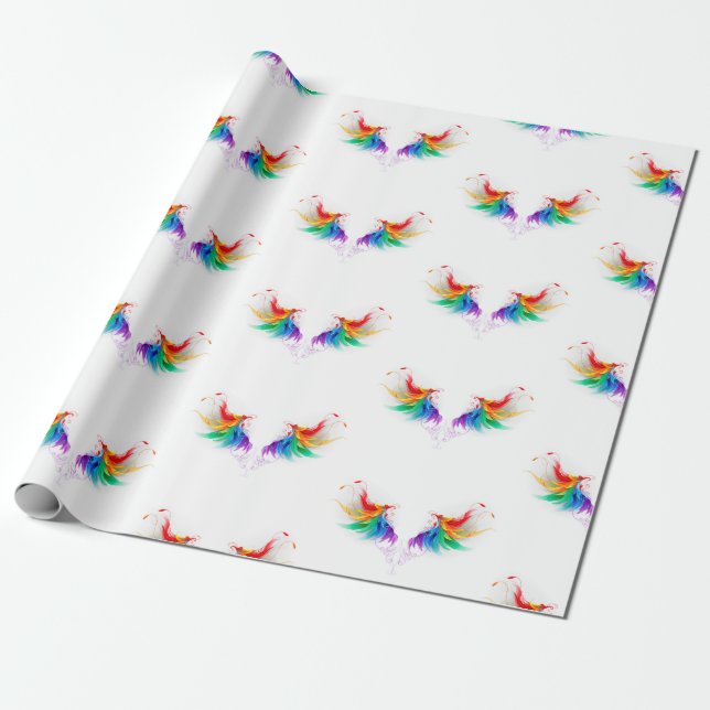 Papel De Presente Asas Fluffy Rainbow (Desenrolado)