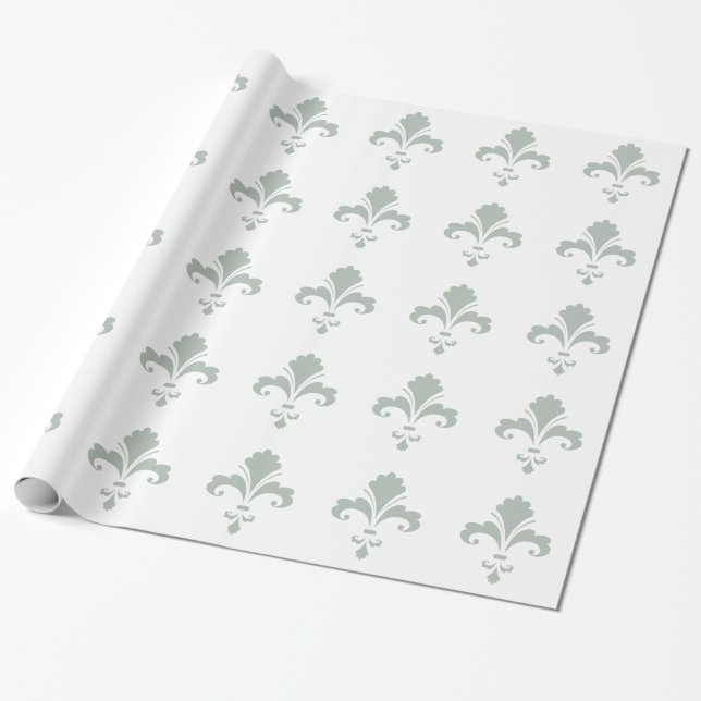 Papel De Presente Ash Cinza Fleur de lis (Desenrolado)