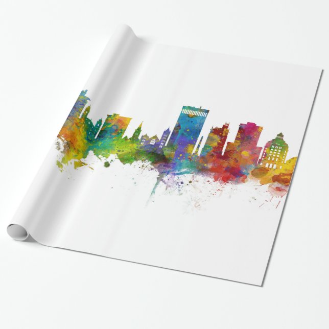 Papel De Presente Asheville North Carolina Skyline (Desenrolado)