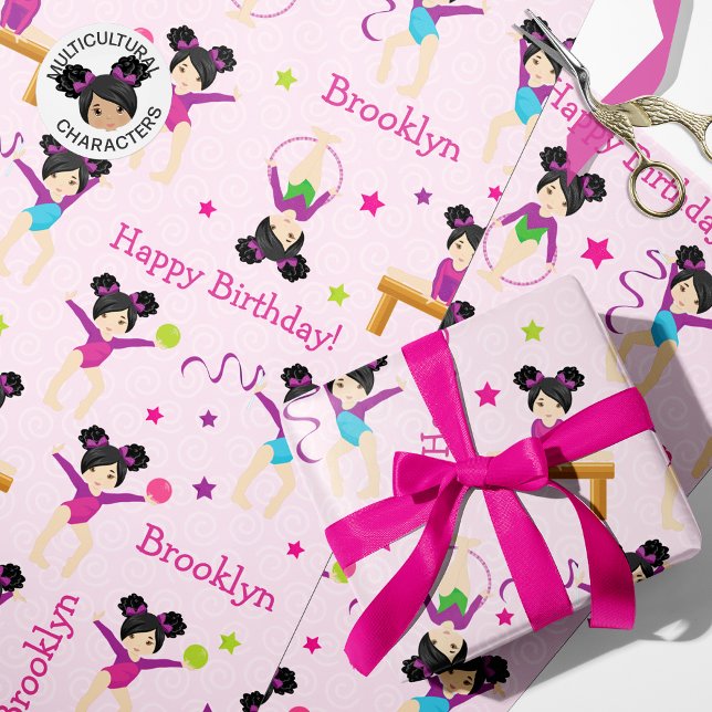 Papel De Presente Asian Gymnastics Birthday Wrapping Paper (Criador carregado)
