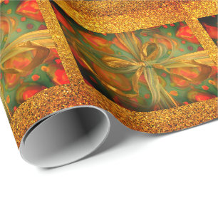 Papel De Presente Aspecto vermelho e arco e brilho verde