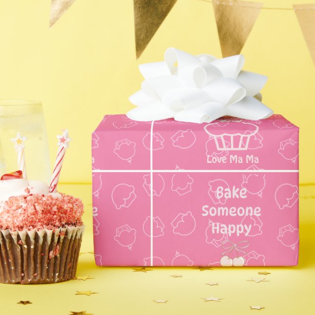 Papel De Presente Assar rosa alguém feliz (Festa de aniversário)