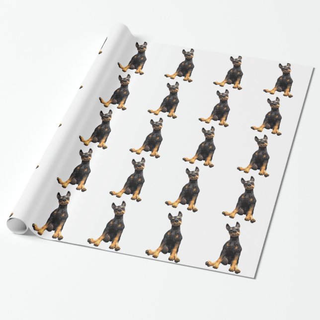 Papel De Presente Assento do filhote de cachorro do Pinscher do (Desenrolado)