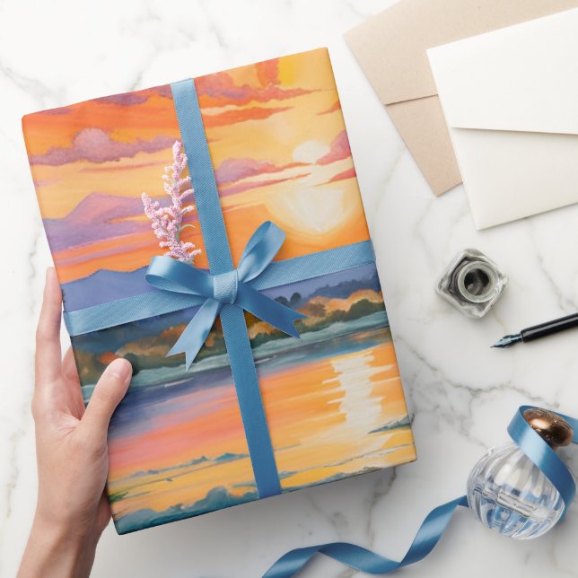 Papel De Presente Assobe-sol na aquarela do lago (Presentear)