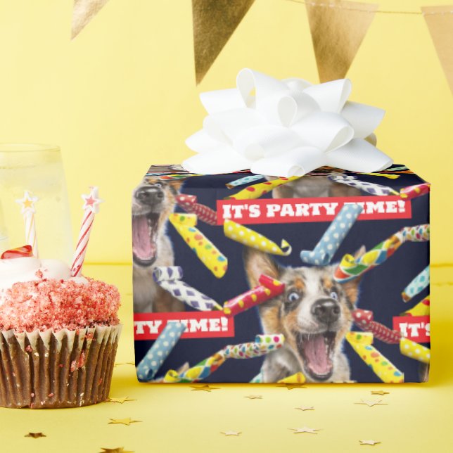 Papel De Presente Assopradores de Festa de Cachorro Feliz (Festa de aniversário)