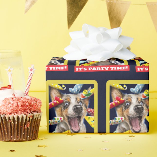 Papel De Presente Assopradores de Festa de Cachorro Feliz (Festa de aniversário)