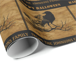 Papel De Presente Assustador Black Raven Halloween