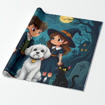 Papel de Presente Assustador Divertido com Abóbora