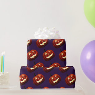 Papel De Presente Assustador Jack O'Lanterna Pumpkin Aniversário do