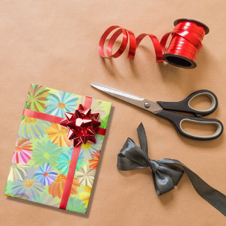 PAPEL DE PRESENTE ASTER & CONE FLOWERS & TROPICAL LEAVE WATERCOLOR
