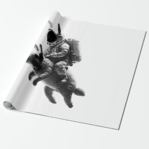 Papel De Presente Astronauta coelho cavalgando um coelho no espaço